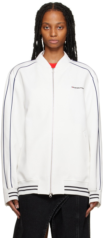 Photo: Pushbutton White Zip Jacket