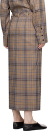 LOW CLASSIC Beige Check Maxi Skirt