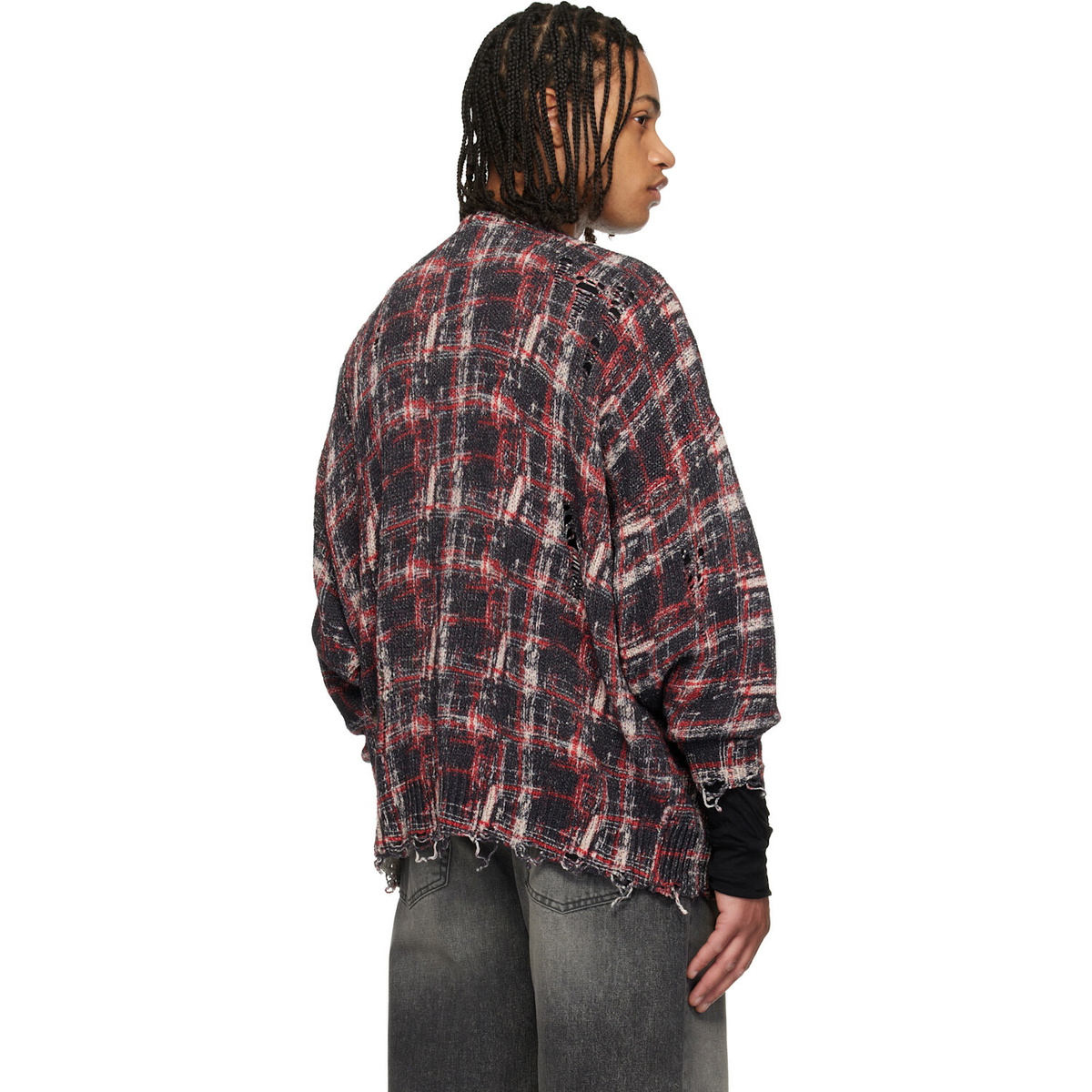 R13 Black & Red Printed Oversized Cardigan
