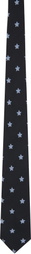 YOHJI YAMAMOTO Black & Blue Star Pattern JQ Derby Tie