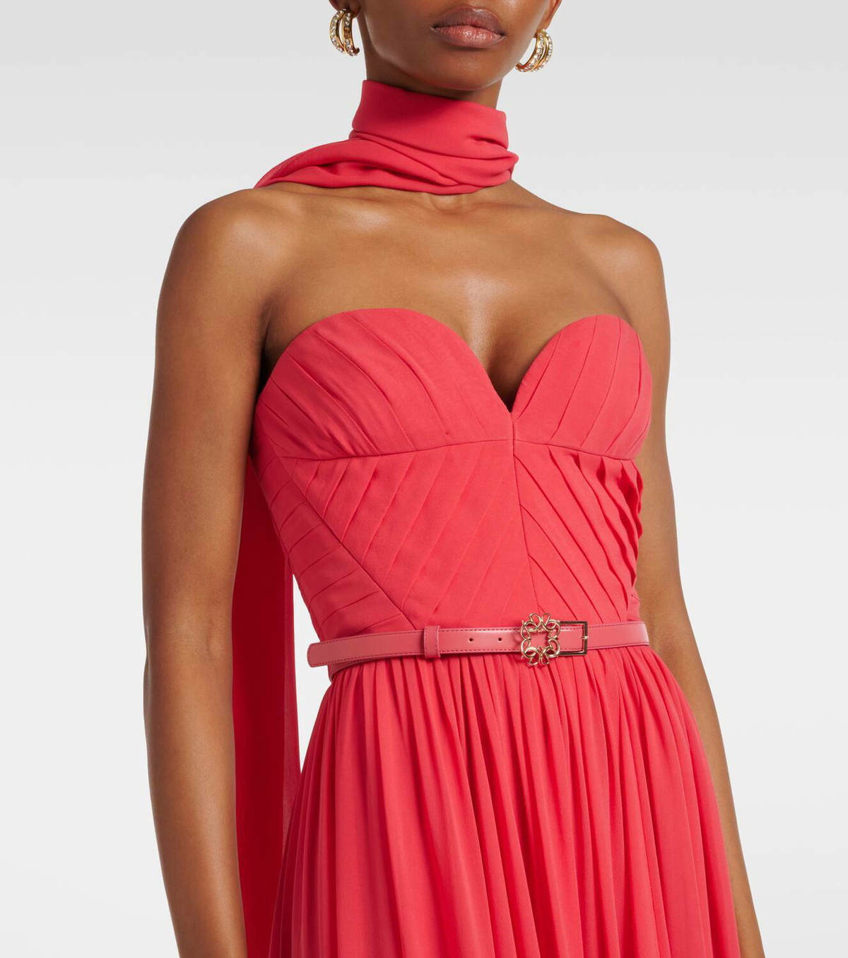 Elie Saab Scarf-detail silk gown