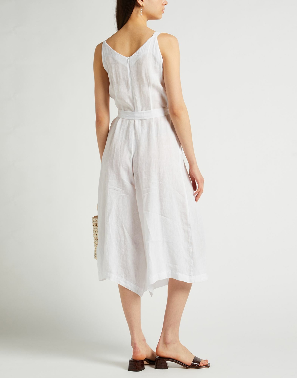 120% Lino Womens Jumpsuit in White