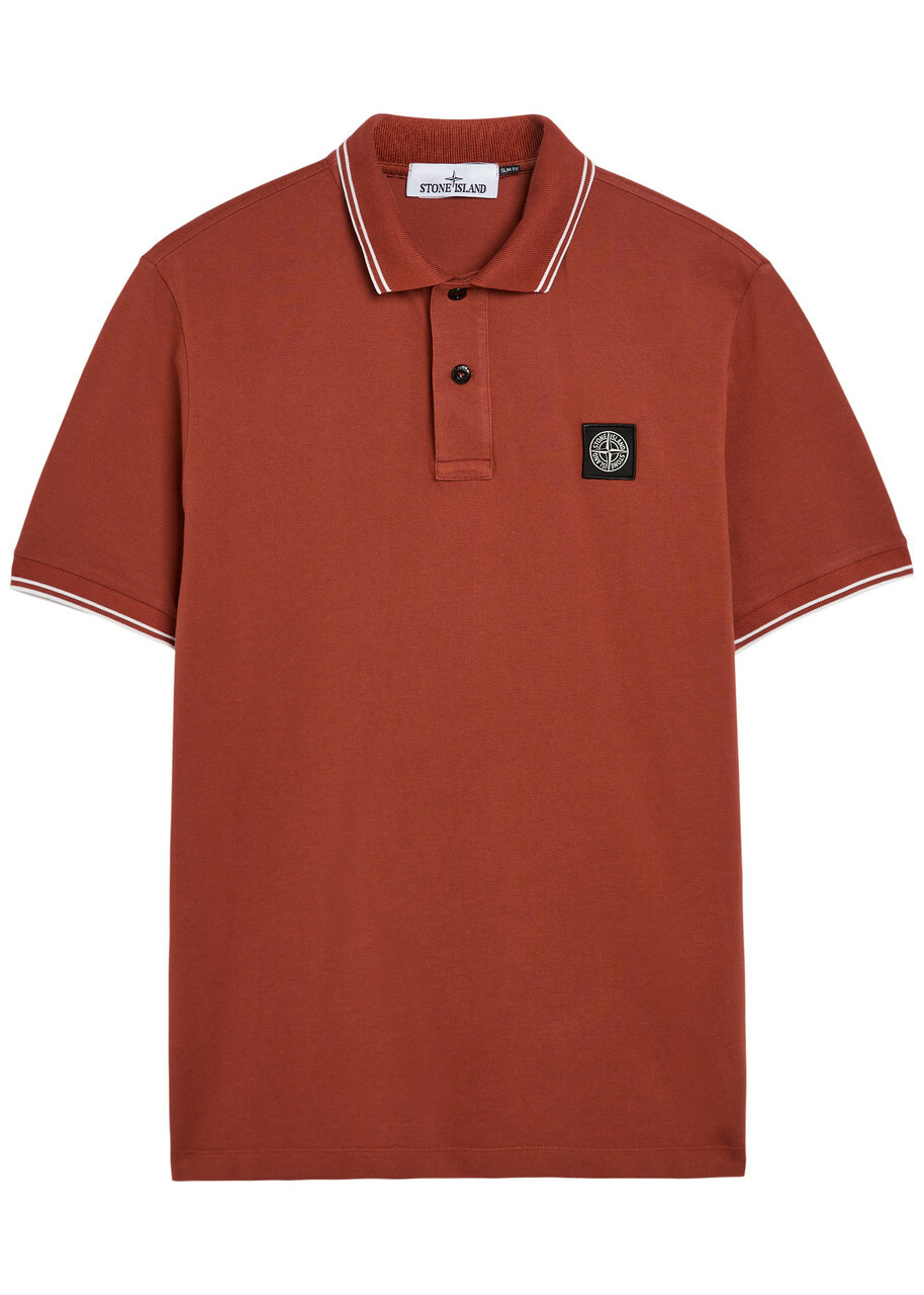 Stone Island Piqué Cotton Polo Shirt Red