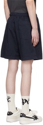 Palm Angels Navy Embroidered Shorts