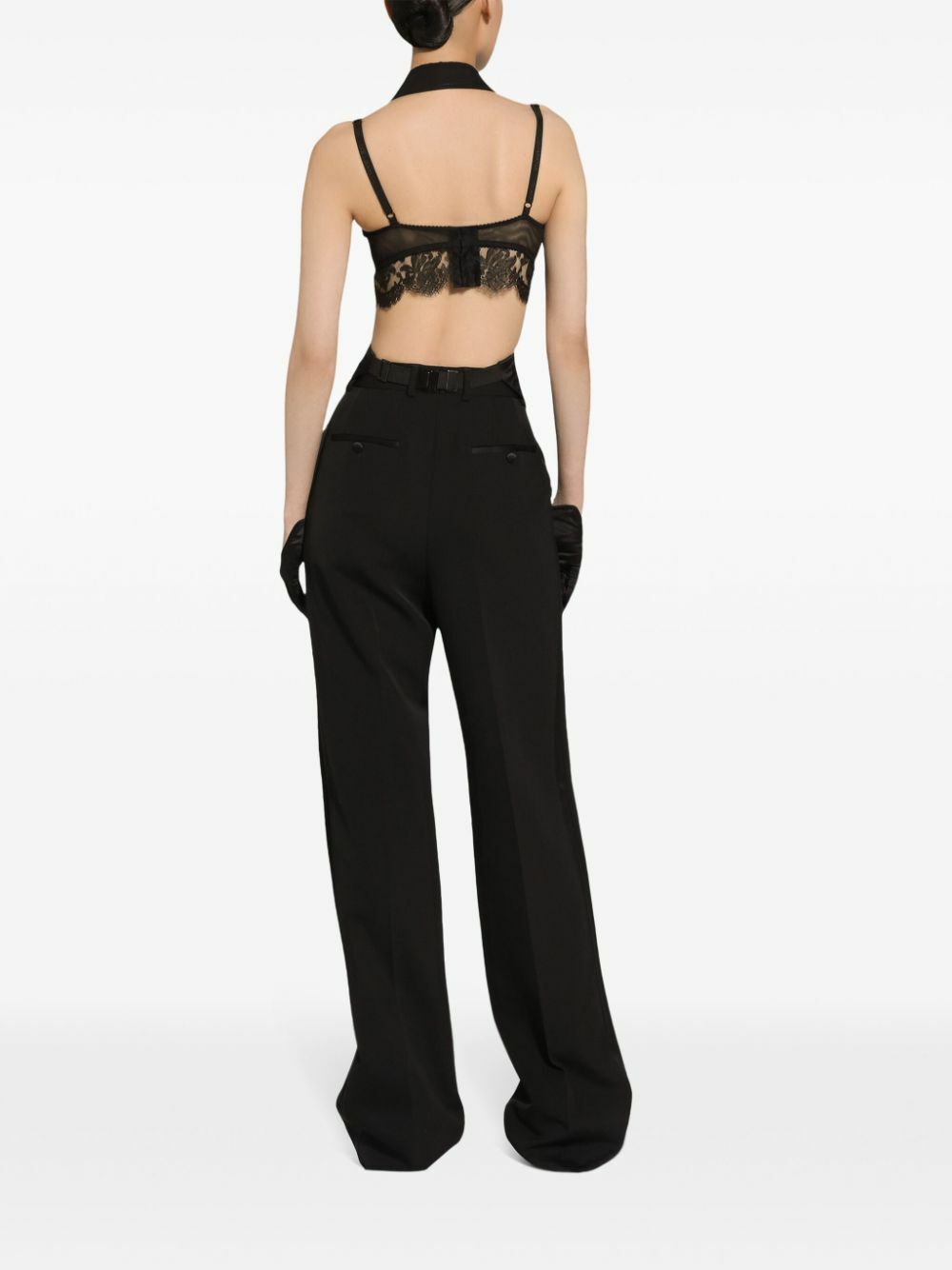 Dolce & Gabbana Black Wool High Waist Cropped Trouser Pants