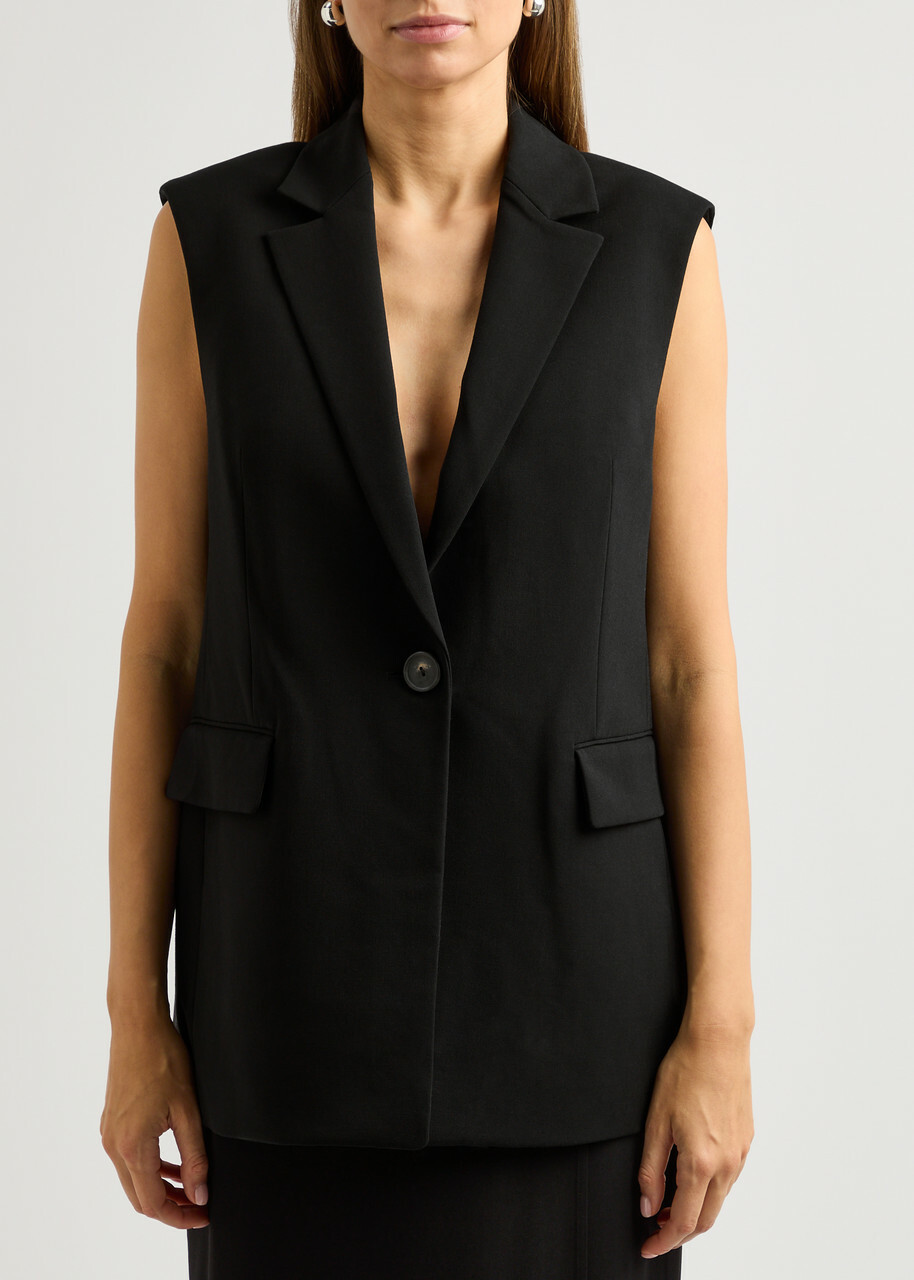 Vince Sleeveless Woven Blazer Black