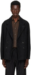 LEMAIRE Black Short Double-Breasted Coat