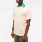 Maison Kitsuné Men's Tonal Fox Head Patch Polo Shirt in Peach