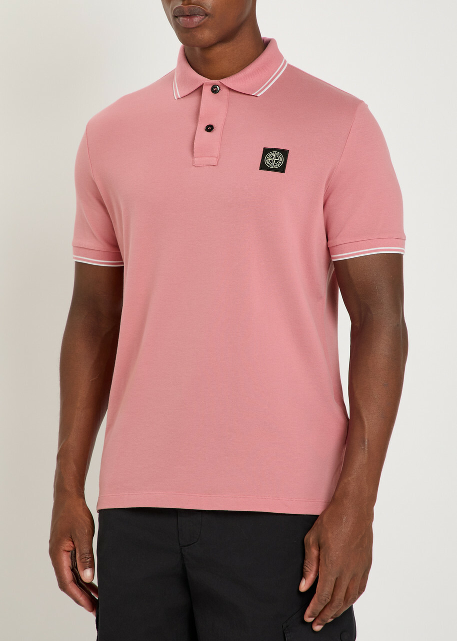Stone Island Piqué Cotton Polo Shirt Pink