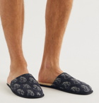 Desmond & Dempsey - Printed Quilted Cotton Slippers - Black