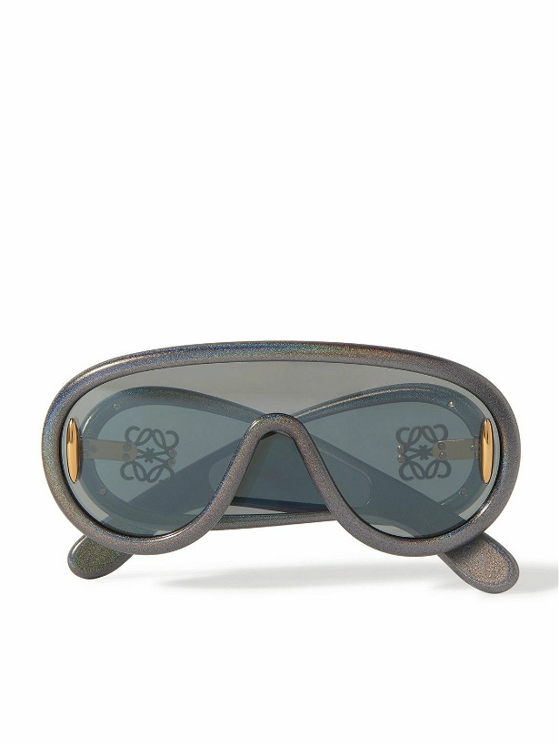 Photo: LOEWE - Paula's Ibiza Wave Mask Oversized D-Frame Glittered Acetate Sunglasses