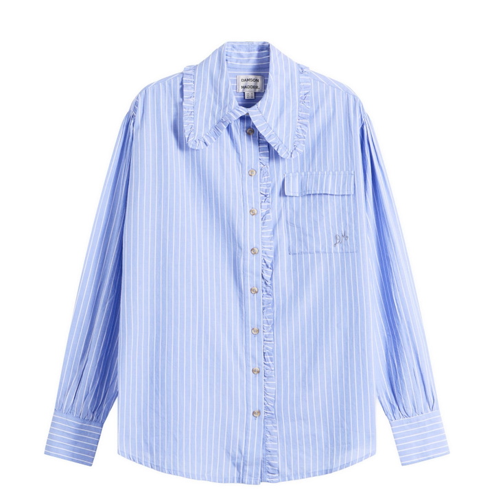 Photo: Damson Madder Women's Kendall Ruffle Shirt in Blue