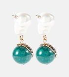 Erdem - Faux pearl and aventurine earrings