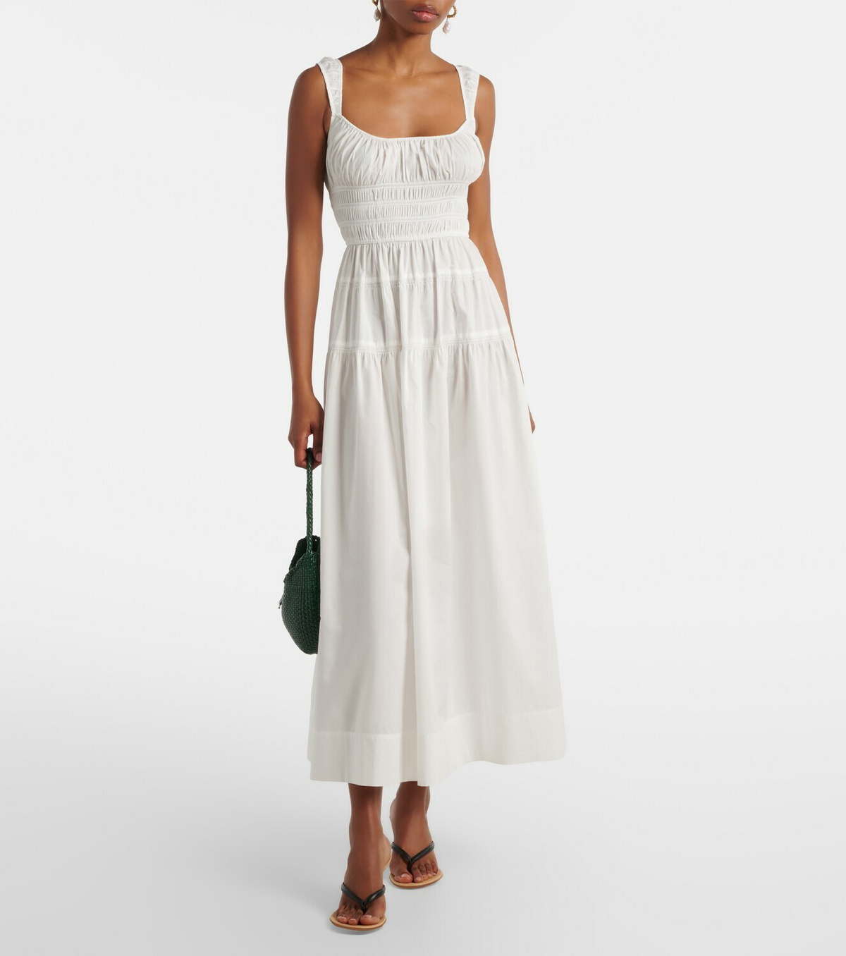 Dôen Clover shirred cotton poplin midi dress
