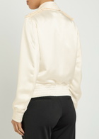 Aaron Esh Blouson Satin Flight Jacket White