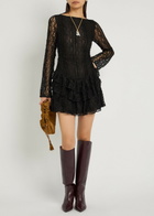 Free People Tabby Ruffled Lace Mini Dress Black