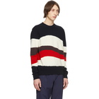 Moncler Tricolor Wool and Mohair Red Wave Sweater