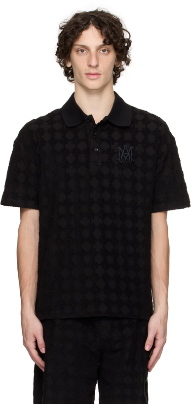 Photo: AMIRI Black MA Quad Toweling Polo