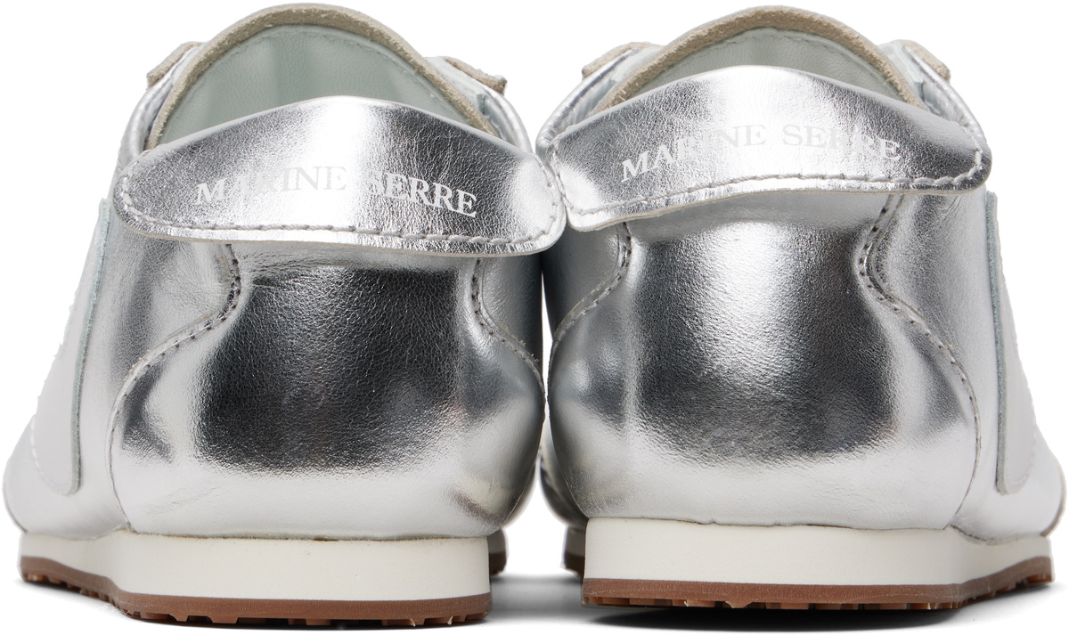Marine Serre Silver Metallic Leather MS Astra Sneakers