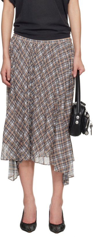 Photo: Acne Studios Tan Checked Maxi Skirt