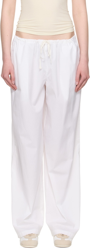 Photo: SKIMS White Cotton Poplin Straight Leg Pyjama Pants