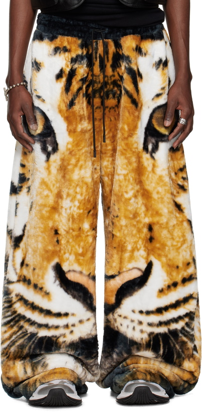 Photo: LU'U DAN Orange & Black Raw-Cut Bontan Sweatpants
