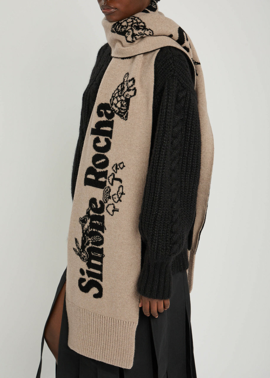 Simone Rocha Logo Wool and Cashmere-blend Scarf - Beige - One Size