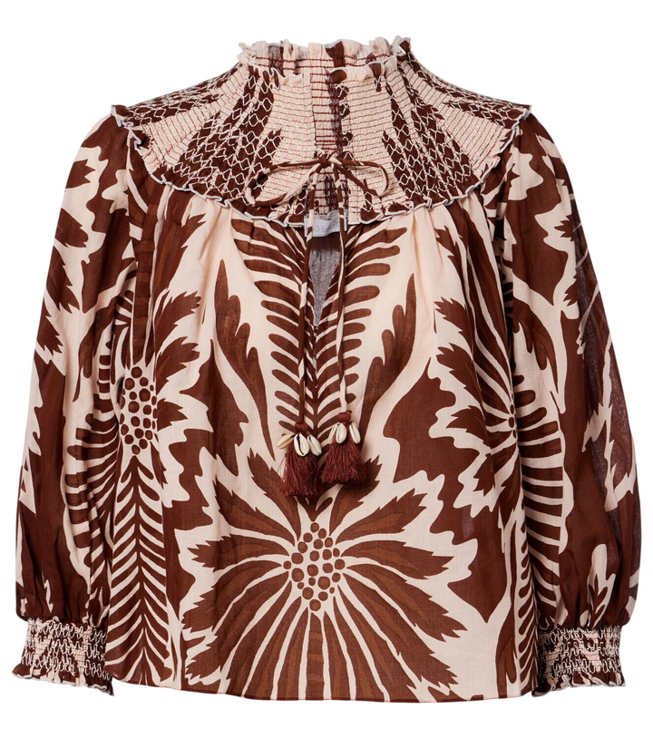 Photo: Poupette St Barth Ysee printed smocked cotton blouse