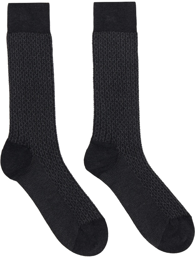Photo: Ferragamo Gray Medium Gancini Socks