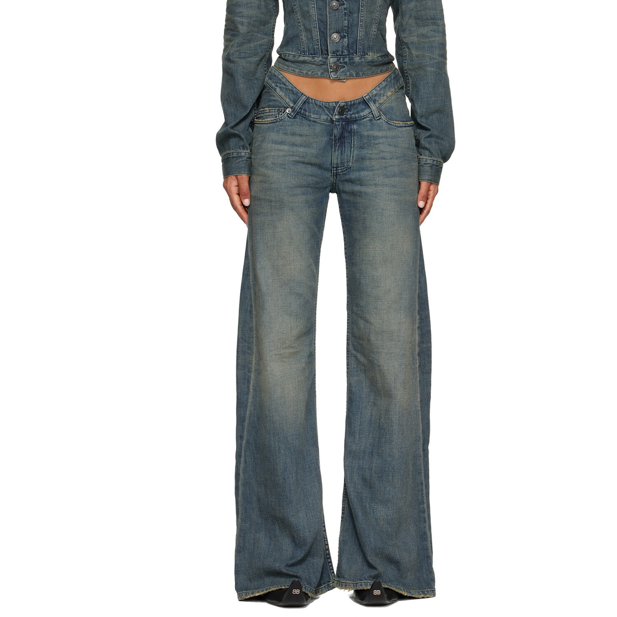 Balenciaga Double front effect denim pants Balenciaga