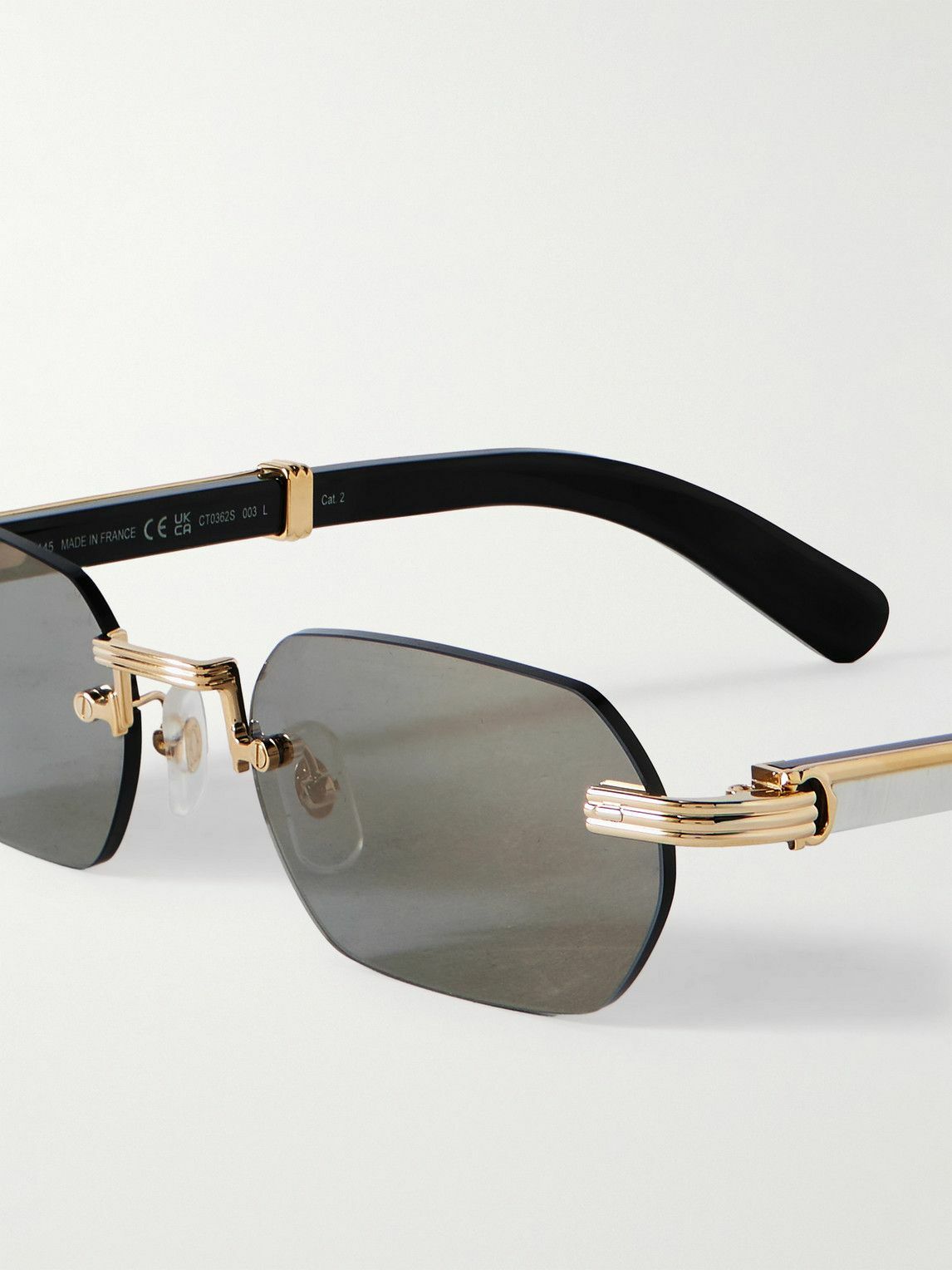 Cartier Eyewear - Frameless Gold-Tone and Horn Sunglasses