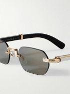 Cartier Eyewear - Frameless Gold-Tone and Horn Sunglasses