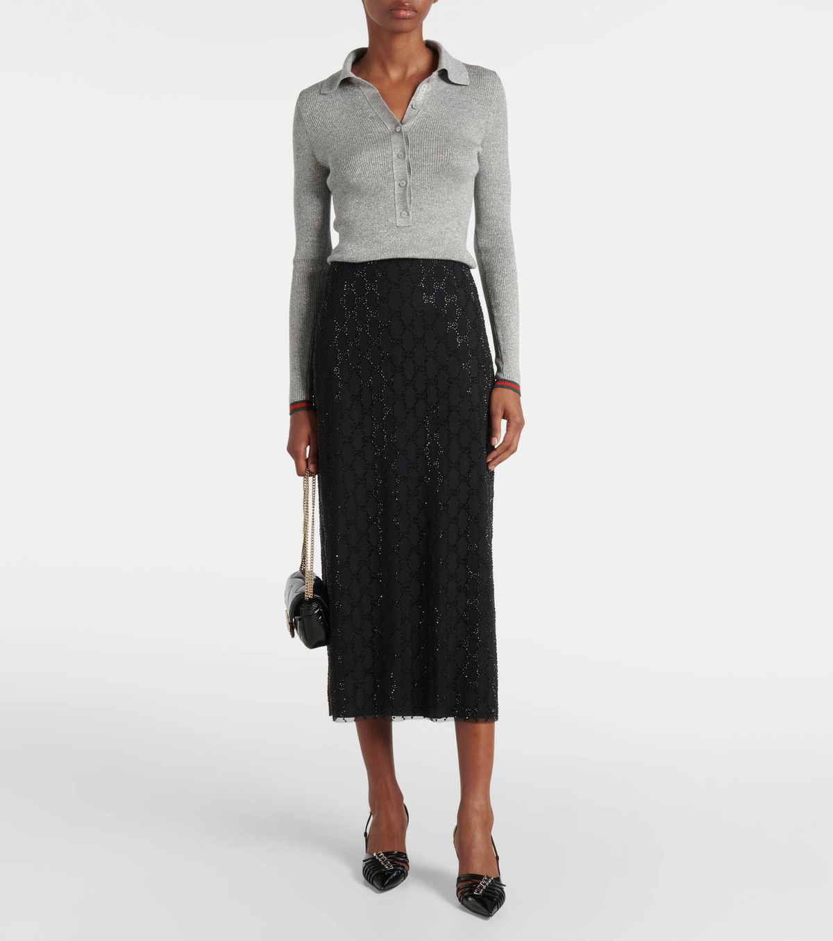 Gucci GG Crystal tulle midi skirt Gucci