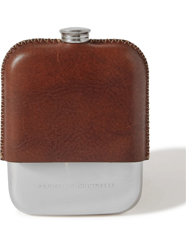 Photo: Brunello Cucinelli - Leather and Titanium Hip Flask