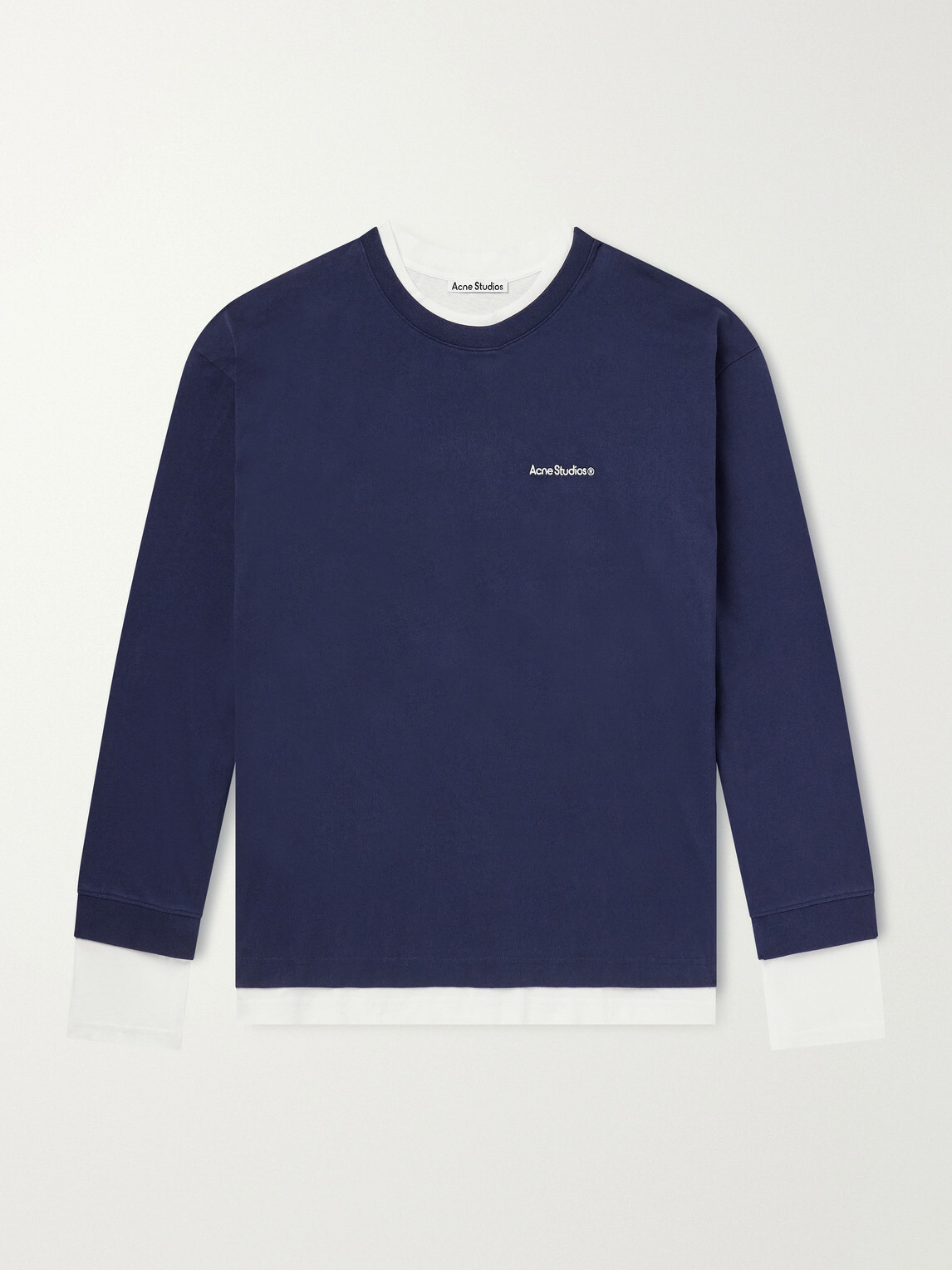 Acne Studios - Layered Logo-Embroidered Cotton-Jersey Sweatshirt - Blue