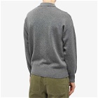 AMI Men's Heart Long Sleeve Knitted Polo Shirt in Heather Grey