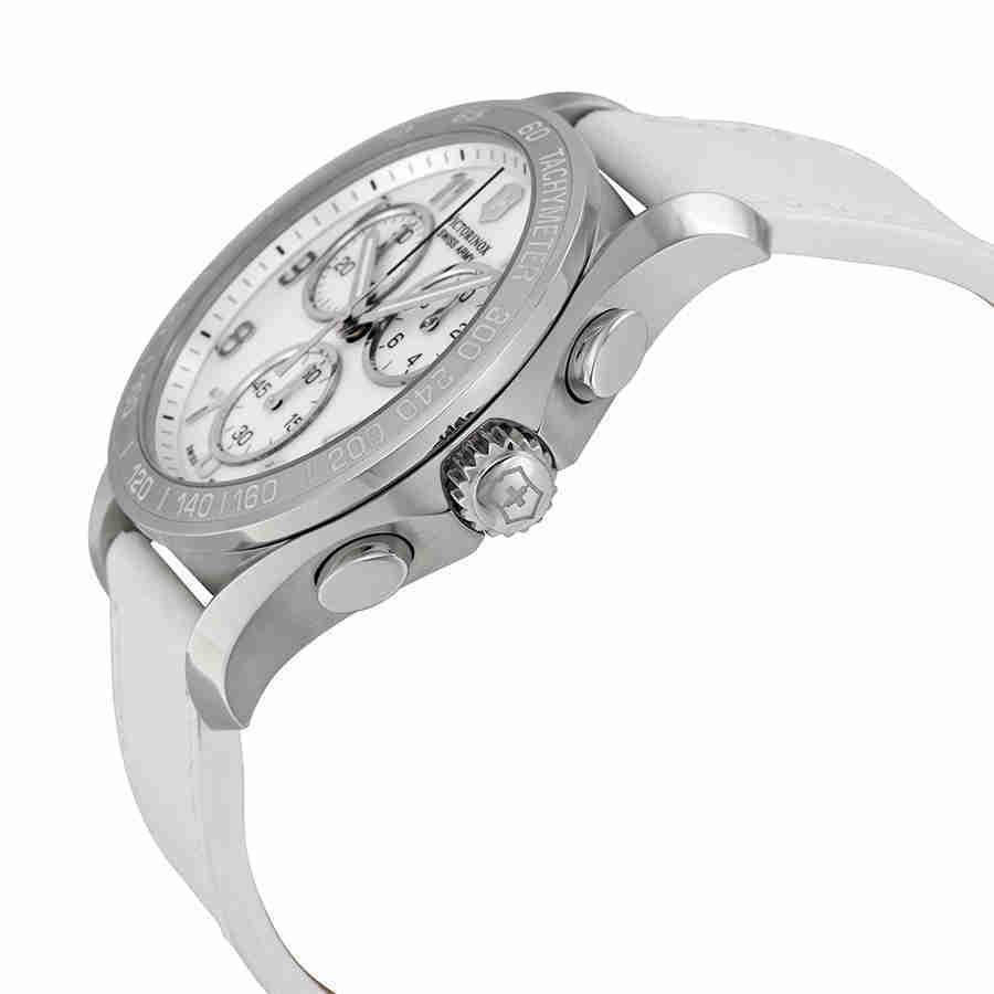 Victorinox Swiss Army Chrono Classic Mother of Pearl Dial White Leather Ladies Watch 241418
