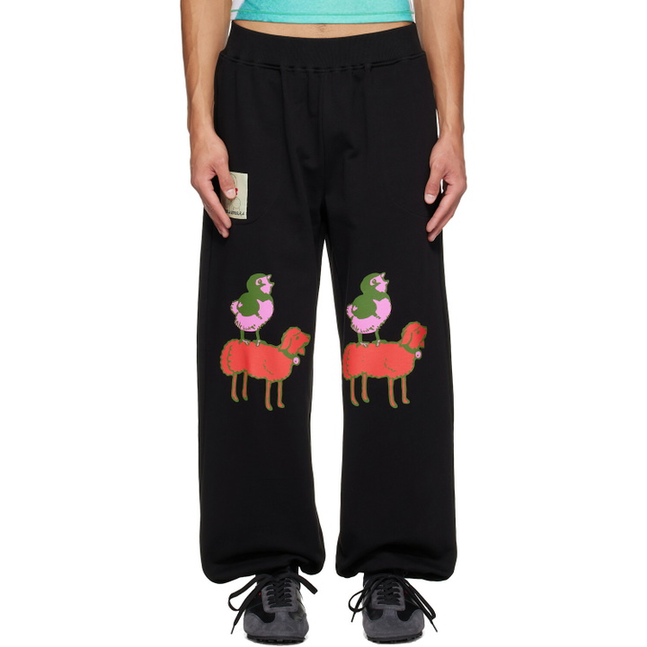 Photo: Chopova Lowena Black Piggy Back Sweatpants