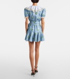Rodarte Floral lace-trimmed silk twill minidress