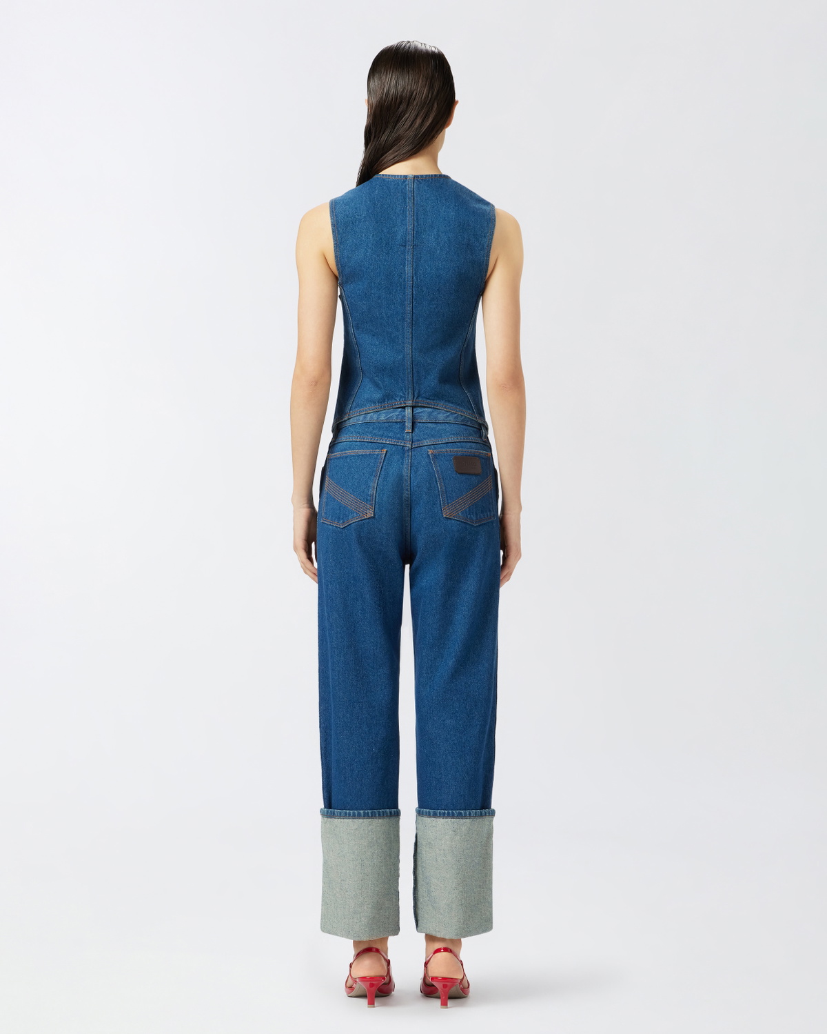 Pinko Reimagine By Pinko X Patrick Mc Dowell Slim Fitting Denim Waistcoat Rinse Wash