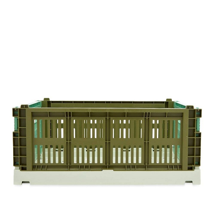 Photo: HAY Medium Recycled Mix Colour Crate in Olive Dark Mint