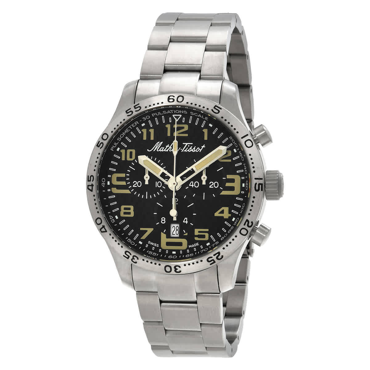 Mathey-Tissot Type 21 Titanium Chronograph Quartz Black Dial Mens Watch H1821CHT3