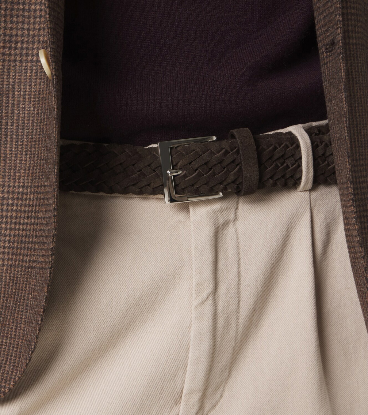 Kiton Woven suede belt
