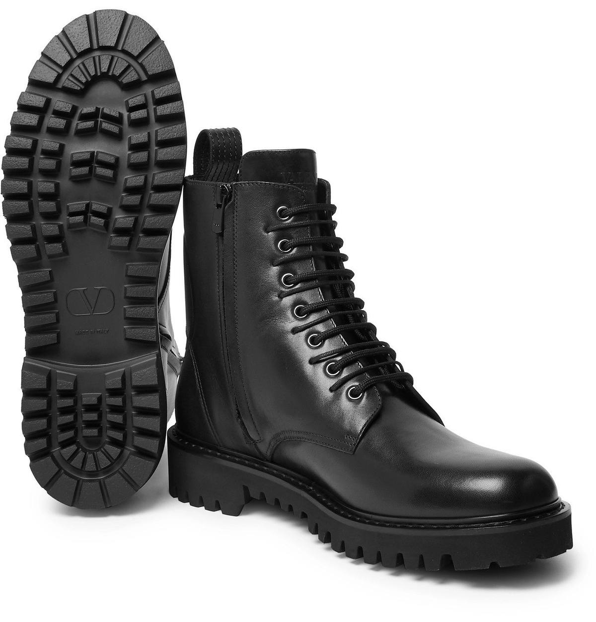 Valentino Garavani Untitled Leather Combat Boots