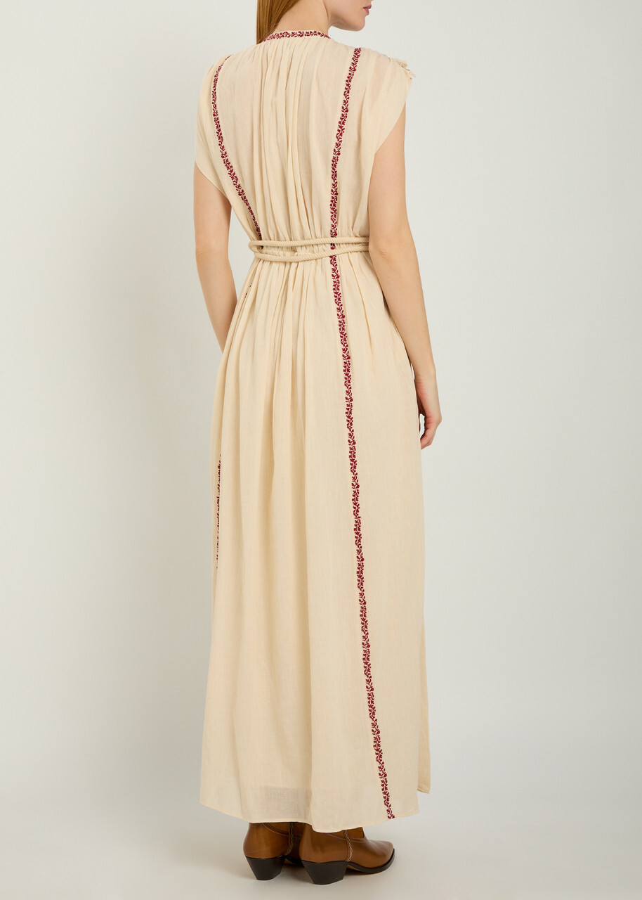 Isabel Marant étoile Liviane Embroidered Cotton Maxi Dress Beige