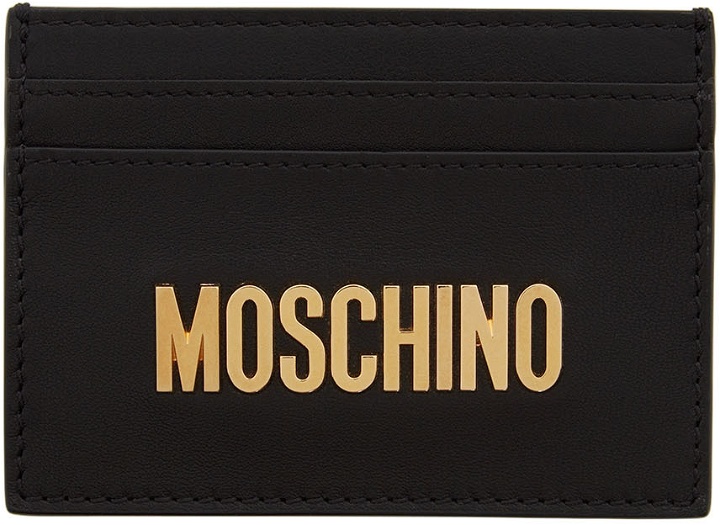 Photo: Moschino Black Metallic Logo Card Holder