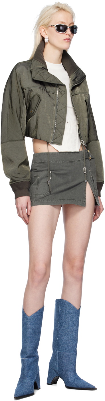 Dion Lee Khaki Crop Bomber Jacket