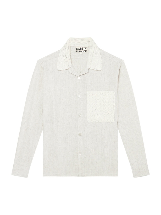 Photo: Kartik Research - Crochet-Trimmed Ramie and Cotton-Blend Shirt - Neutrals