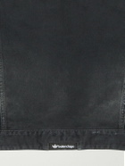 Balenciaga - adidas Oversized Distressed Striped Denim Jacket - Black