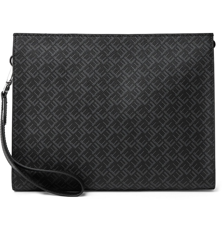 Photo: Dunhill - Leather-Trimmed Logo-Print Coated-Canvas Pouch - Black